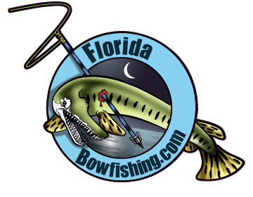 Logo for Florida Bowfishing with a fish and bow design on a white background